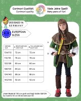 Kinder Robin Hood Kostüm mit Pfeil und Bogen | Für Jungen & Mädchen | grün, braun Größe 122/128