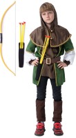 Kinder Robin Hood Kostüm mit Pfeil und Bogen | Für Jungen & Mädchen | grün, braun Größe 122/128