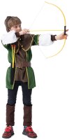 Kinder Robin Hood Kostüm mit Pfeil und Bogen | Für Jungen & Mädchen | grün, braun Größe 134/140