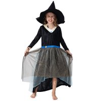 Hexen-Kleid Kostüm-Set für Kinder | mit Hexenhut & Tattoos | Halloween Kinder-Kostüm | schwarz, Größe 104/110