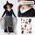 Hexen-Kleid Kostüm-Set für Kinder | mit Hexenhut & Tattoos | Halloween Kinder-Kostüm | schwarz, Größe 110/116