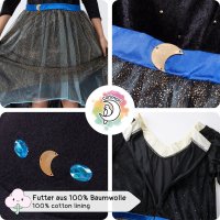 Hexen-Kleid Kostüm-Set für Kinder | mit Hexenhut & Tattoos | Halloween Kinder-Kostüm | schwarz, Größe 128/134