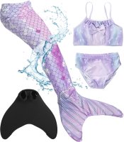 Größe 120cm-160cm | Meerjungfrauenflosse für Mädchen, Kinder, Jugendliche mit Bikini
