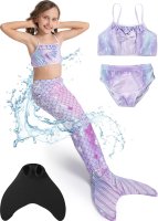 Größe 120cm-160cm | Meerjungfrauenflosse für Mädchen, Kinder, Jugendliche mit Bikini