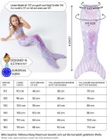 Meerjungfrau-Schwimm-Flosse mit Bikini für Kinder Meerjungfrau Aqua (lila-kombi) Körpergröße bis 130cm