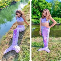 Meerjungfrau-Schwimm-Flosse mit Bikini für Kinder Meerjungfrau Aqua (lila-kombi) Körpergröße bis 160cm