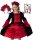 Vampir-Kostüm Set Kleid für Mädchen | mit Haarband & Tattoos | Halloween Kinder-Kostüm | schwarz-rot, Größe 122/128