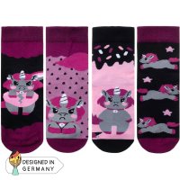 Witzige Einhorn Baumwolle Socken 4er Set Geschenk-Box Unicorn Ruby Lily Anime
