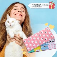 corimori Witzige, lässige Anime Baumwolle Socken 4er Set in plastikfreier Geschenk-Verpackung, "Wolke" die Katze, 36-42