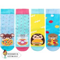 Witzige Lustige Bunte Anime Baumwolle Socken 4er Set Tiere Geschenk-Verpackung