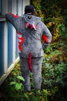 Flauschiges Zombie Einhorn Kostüm für Erwachsene mit Haarreif | Halloween Kostüm Onesie für Damen, Herren | Körpergröße 150-160cm
