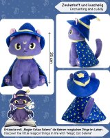 Selena die magische Katze | 30cm Stofftier, Plüschtier, Katzen-Kuscheltier, lila blau gelb