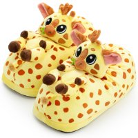Witizige Plüsch-Hausschuhe Giraffe "Theo" für Kinder und Erwachsene | Gelb braun orange, EU Einheitsgr. 34-44 | Pantoffeln Slipper Schuhe