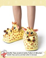 Witizige Plüsch-Hausschuhe Giraffe "Theo" für Kinder und Erwachsene | Gelb braun orange, EU Einheitsgr. 34-44 | Pantoffeln Slipper Schuhe