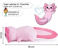 Großes XXL Kuscheltier für Kleinkinder, bauschig und weich, kuschel-softe Qualität - Axolotl "Beeps"