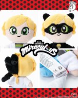 Cat Noir Puppe, Cat Noir Kuscheltier Figur Plüschtier Stofftier, Miraculous Ladybug Plüsch Schlüssel-Anhänger, Adrien - Cat Noir, 16cm, doppelseitig