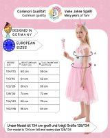 Bequemes Einhorn Kleid für Mädchen mit Flügeln, Haarreif, Glitzer Zauberstab und Tattoos | Einhorn Kostüm Kinder Einhorn Lily, Rosa 104/110