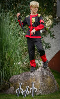 Ninja-Kostüm für Kinder (Jungen und Mädchen) mit Zubehör (Katana-Schwert, Dolche, Stirnband, Maske, Tattoos)