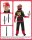 Ninja-Kostüm für Kinder (Jungen und Mädchen) mit Zubehör (Katana-Schwert, Dolche, Stirnband, Maske, Tattoos), Rot S (98-110)