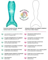 Meerjungfrauenflosse für Mädchen, Kinder, Jugendliche Schwimmflosse mit Bikini und Tattoos Meerjungfrau "Nerissa" (türkis-lila) Arielle,Körpergröße bis 140cm