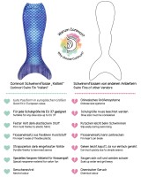 Meerjungfrauenflosse für Mädchen, Kinder, Jugendliche Schwimmfosse mit Bikini und Tattoos Meerjungfrau "Kailani" (blau-schwarz) Körpergröße bis 140cm