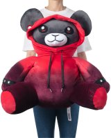 50 cm großes XXL Plüschtier Punk-Bär Teddy "Ember" Gothic-Bär mit Hoodie, Tunneln und Tattoos, schwarz / rot