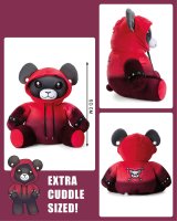 50 cm großes XXL Plüschtier Punk-Bär Teddy "Ember" Gothic-Bär mit Hoodie, Tunneln und Tattoos, schwarz / rot