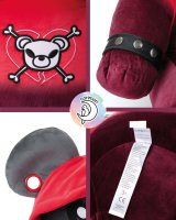 50 cm großes XXL Plüschtier Punk-Bär Teddy "Ember" Gothic-Bär mit Hoodie, Tunneln und Tattoos, schwarz / rot