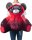 50 cm großes XXL Plüschtier Punk-Bär Teddy "Ember" Gothic-Bär mit Hoodie, Tunneln und Tattoos, schwarz / rot