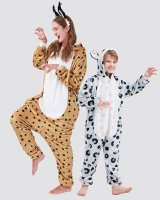 Flauschiges Schneeleopard-Kostüm für Kinder mit Haarreif | Karneval Fasching Kostüm Onesie für Mädchen, Jungen