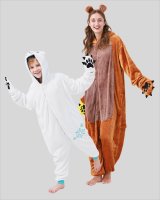 Flauschiges Eisbären-Kostüm für Kinder mit Haarreif | Karneval Fasching Kostüm Onesie für Mädchen, Jungen