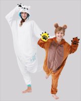 Flauschiges Eisbär-Kostüm für Erwachsene mit Haarreif | Karneval Kostüm Onesie für Damen, Herren