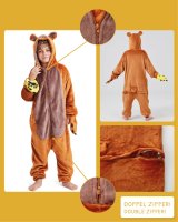 Flauschiges Bären-Kostüm für Kinder mit Haarreif | Karneval Fasching Kostüm Onesie für Mädchen, Jungen