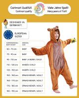 Flauschiges Bären-Kostüm für Kinder mit Haarreif | Karneval Fasching Kostüm Onesie für Mädchen, Jungen