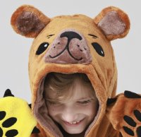 Flauschiges Bären-Kostüm für Kinder mit Haarreif | Karneval Fasching Kostüm Onesie für Mädchen, Jungen