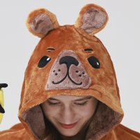 Flauschiges Bären-Kostüm für Erwachsene mit Haarreif | Karneval Kostüm Onesie für Damen, Herren