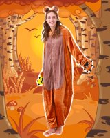 Flauschiges Bären-Kostüm für Erwachsene mit Haarreif | Karneval Kostüm Onesie für Damen, Herren | Körpergröße 150-160cm