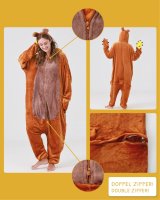 Flauschiges Bären-Kostüm für Erwachsene mit Haarreif | Karneval Kostüm Onesie für Damen, Herren | Körpergröße 150-160cm