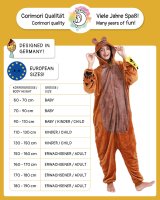 Flauschiges Bären-Kostüm für Erwachsene mit Haarreif | Karneval Kostüm Onesie für Damen, Herren | Körpergröße 150-160cm