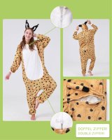 Flauschiges Luchs-Kostüm für Erwachsene mit Haarreif | Karneval Kostüm Onesie für Damen, Herren