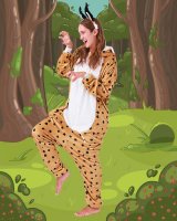Flauschiges Luchs-Kostüm für Erwachsene mit Haarreif | Karneval Kostüm Onesie für Damen, Herren | Körpergröße 150-160cm