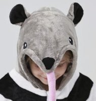 Flauschiges Ameisenbär-Kostüm für Kinder mit Haarreif | Karneval Fasching Kostüm Onesie für Mädchen, Jungen