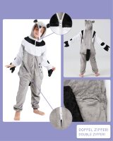 Flauschiges Ameisenbär-Kostüm für Kinder mit Haarreif | Karneval Fasching Kostüm Onesie für Mädchen, Jungen | Körpergröße 90-110cm
