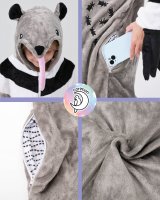 Flauschiges Ameisenbär-Kostüm für Kinder mit Haarreif | Karneval Fasching Kostüm Onesie für Mädchen, Jungen | Körpergröße 90-110cm