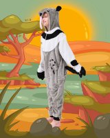 Flauschiges Ameisenbär-Kostüm für Kinder mit Haarreif | Karneval Fasching Kostüm Onesie für Mädchen, Jungen | Körpergröße 110-130cm