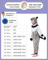 Flauschiges Ameisenbär-Kostüm für Kinder mit Haarreif | Karneval Fasching Kostüm Onesie für Mädchen, Jungen | Körpergröße 130-150cm
