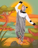 Flauschiges Ameisenbär-Kostüm für Erwachsene mit Haarreif | Karneval Kostüm Onesie für Damen, Herren | Körpergröße 150-160cm