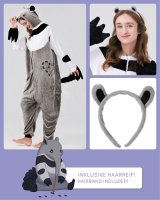 Flauschiges Ameisenbär-Kostüm für Erwachsene mit Haarreif | Karneval Kostüm Onesie für Damen, Herren | Körpergröße 150-160cm