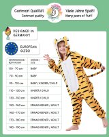 Flauschiges Tiger-Kostüm für Kinder mit Haarreif | Karneval Fasching Kostüm Onesie für Mädchen, Jungen