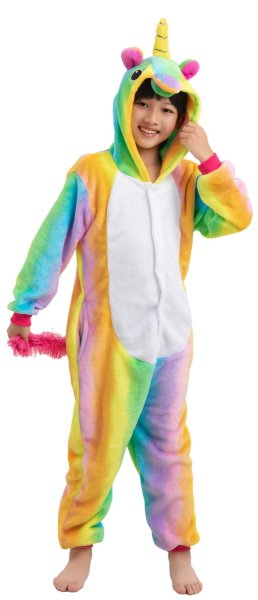 Kinder Tierkostüme Onesie 05 Einhorn Regenbogen bunt,110